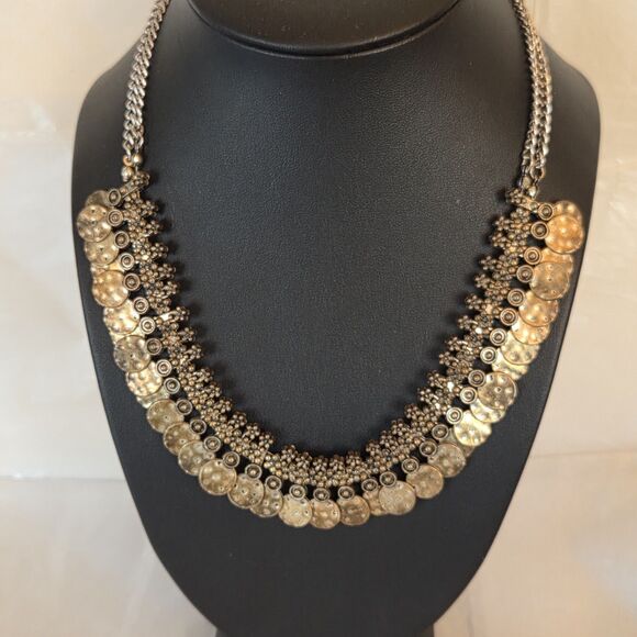 Oxidized Gold Ethnic Tribal Coin Necklace 18 in. - Picture 1 of 6